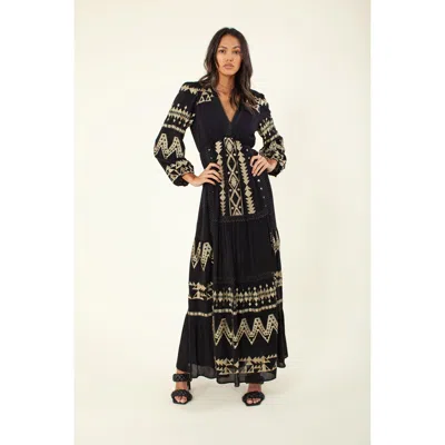 Hale Bob Fallin Embroidered Maxi Dress In Black