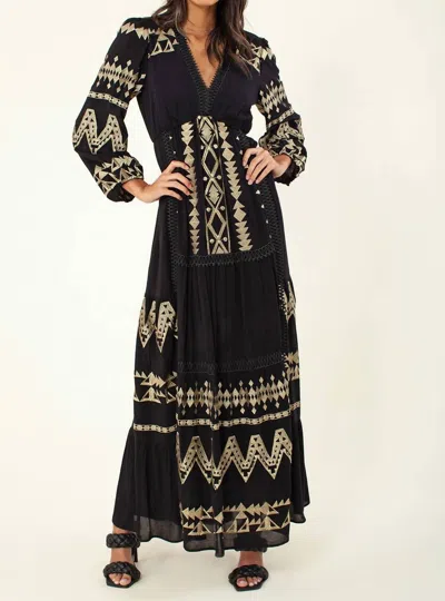 Hale Bob Fallin Embroidered Maxi Dress In Black