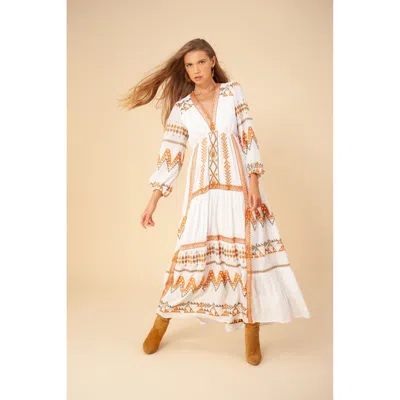 Hale Bob Fallin Embroidered Maxi Dress In White