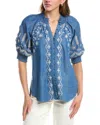 Hale Bob Fallon Short Sleeve Top In Blue