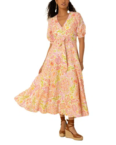 Hale Bob Faye Linen Midi Dress In Pink