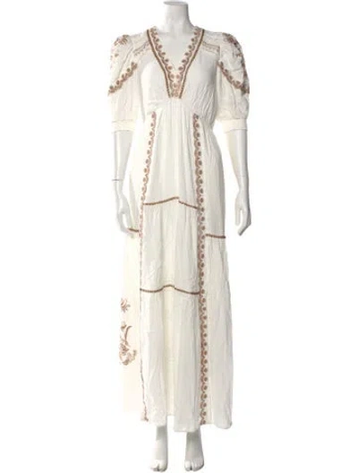 Pre-owned Hale Bob Floral Print Long Dress In Neutral