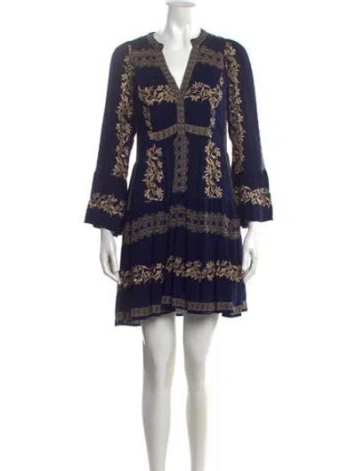 Pre-owned Hale Bob Floral Print Mini Dress In Blue