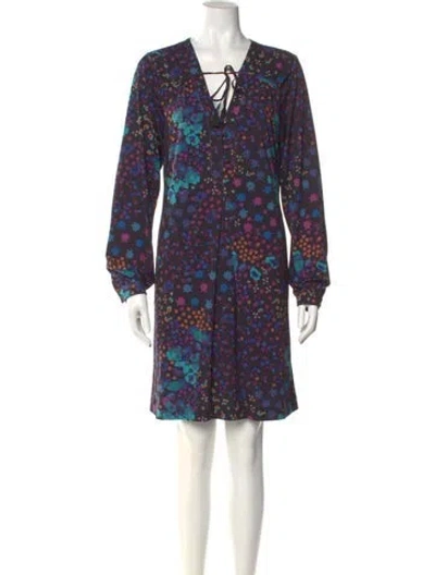 Pre-owned Hale Bob Floral Print Mini Dress In Purple