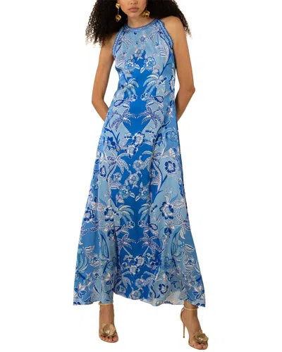 Hale Bob Florence Silk-blend Maxi Dress In Blue