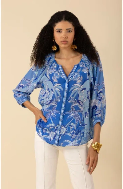 Hale Bob Freyja Silk Top In Navy