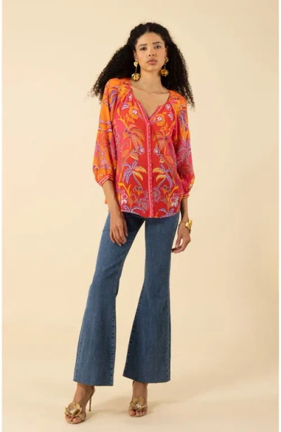 Hale Bob Freyja Silk Top In Pink