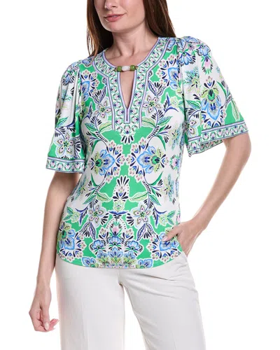 Hale Bob Giana Short Sleeve Silk-blend Top In Multi