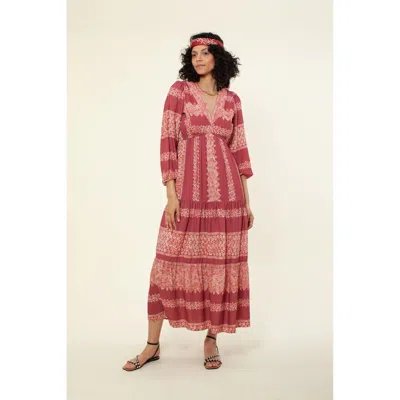 Hale Bob Gina Tiered Maxi Dress In Pink