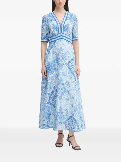 Hale Bob Ginevra Tile-print V-neck Midi Dress In Multi
