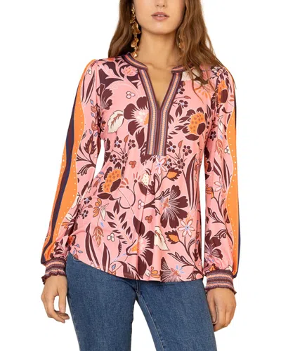 Hale Bob Goldie Long Sleeve Blouse In Green
