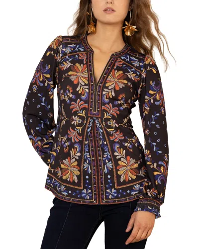 Hale Bob Goldie Long Sleeve Blouse In Multi