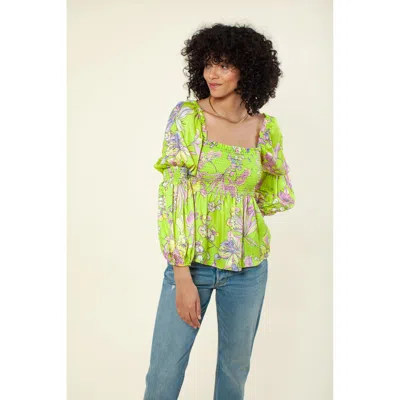 Hale Bob Hadia Silk Top In Green