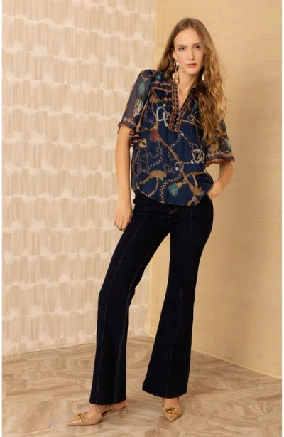 Hale Bob Hana Chiffon Top In Blue