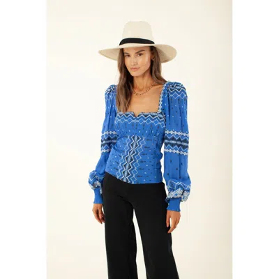 Hale Bob Hassina Embroidered Top In Blue
