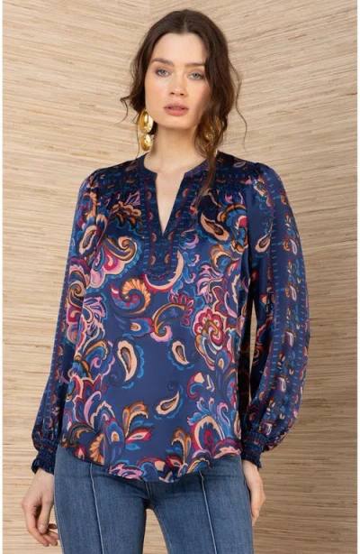 Hale Bob Haylee Silk Top In Blue