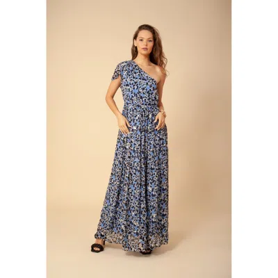 Hale Bob Hollynn Asymmetrical Maxi Dress In Blue