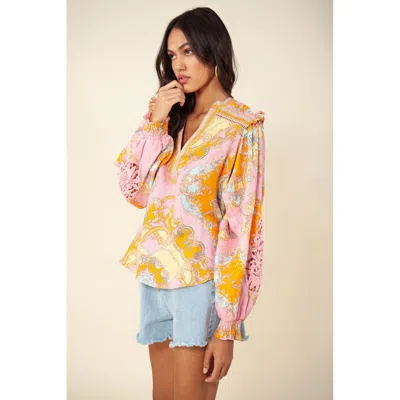 Hale Bob Ilaria Linen Top In Pink