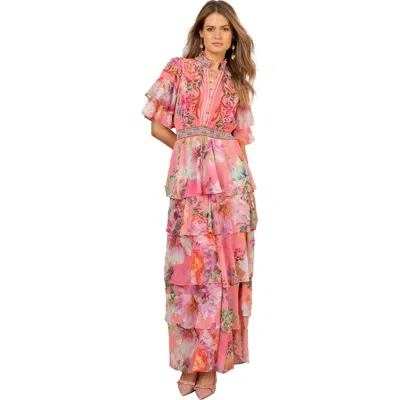 Hale Bob Itzayana Chiffon Maxi Dress In Pink
