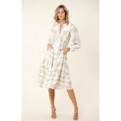 Hale Bob Janina Embroidered Midi Dress In Gold