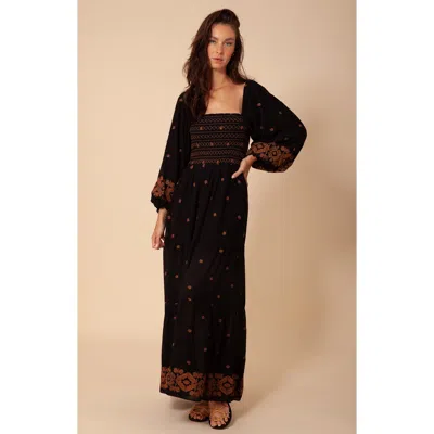 Hale Bob Jayden Embroidered Maxi Dress In Black