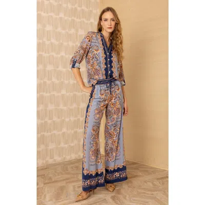 Hale Bob Jaylani Silk Pant In Blue