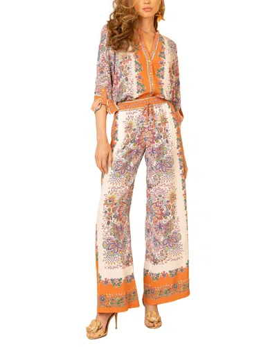 Hale Bob Jaylani Silk Pant In Orange