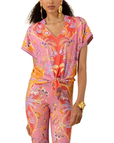 Hale Bob Jazmin Short Sleeve Knit Top In Pink