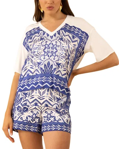 Hale Bob Jazmine Short Sleeve Silk-blend Top In Multi