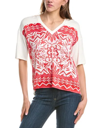Hale Bob Jazmine Short Sleeve Silk-blend Top In Multi