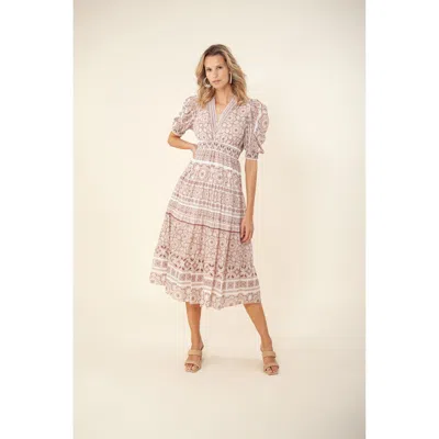 Hale Bob Jessamy Tiered Midi Dress In Neutral