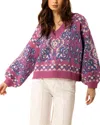 Hale Bob Jessica V Neck Wool-blend Sweater In Purple