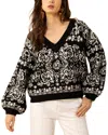 Hale Bob Jessica V Neck Wool-blend Sweater In Multi