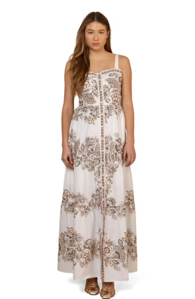Hale Bob Jream Cotton Poplin Maxi Dress In Neutral