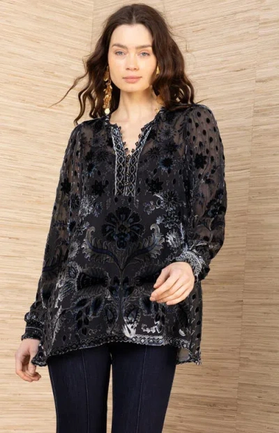 Hale Bob Julissa Velvet Burnout Top In Black