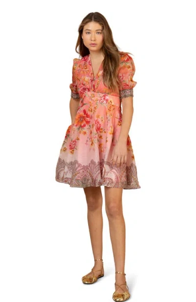 Hale Bob Kaeli Linen Organza Dress In Orange