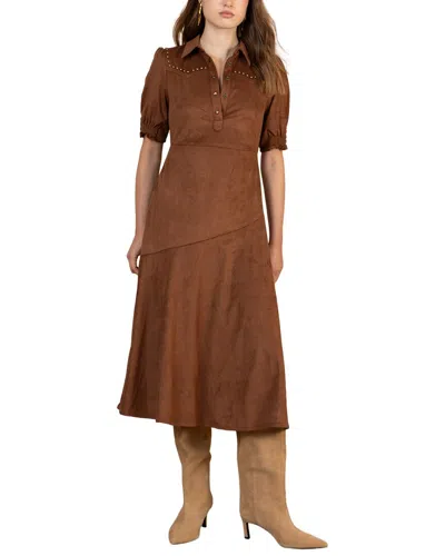 Hale Bob Kaisley Short Sleeve Midi Dress In Brown