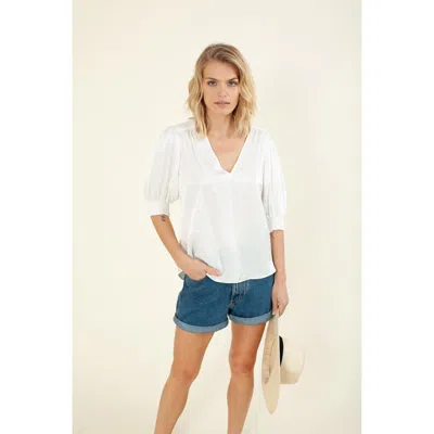 Hale Bob Kalinda Solid Silk Top In White