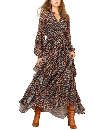 Hale Bob Karter Long Sleeve Maxi Dress In Brown