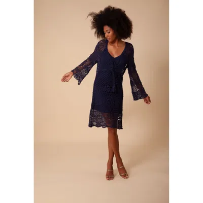 Hale Bob Kiki Crochet Dress In Blue