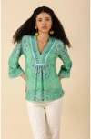 Hale Bob Kimber Jersey Beaded Top In Green