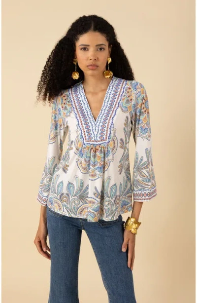 Hale Bob Kimber Jersey Beaded Top In Ivory