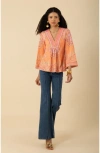 Hale Bob Kimber Jersey Beaded Top In Orange