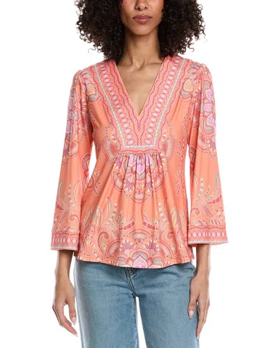 Hale Bob Kimber Long Sleeve Henley In Orange