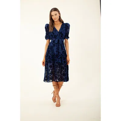 Hale Bob Kimbra Solid Velvet Burnout Dress In Blue