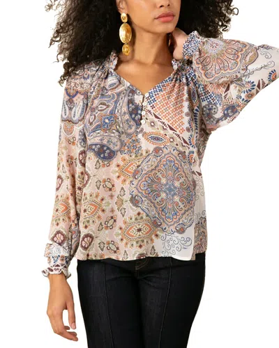 Hale Bob Laura Silk Blouse In Neutral