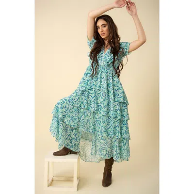 Hale Bob Laylee Tiered Chiffon Dress In Green