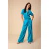 Hale Bob Liberty Solid Button Up Top In Blue
