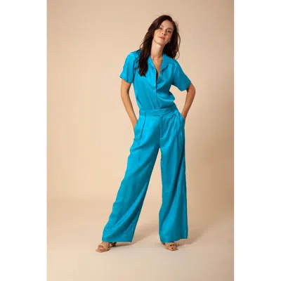 Hale Bob Liberty Solid Button Up Top In Blue