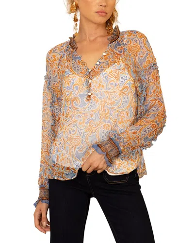 Hale Bob Linda Silk Top In Brown